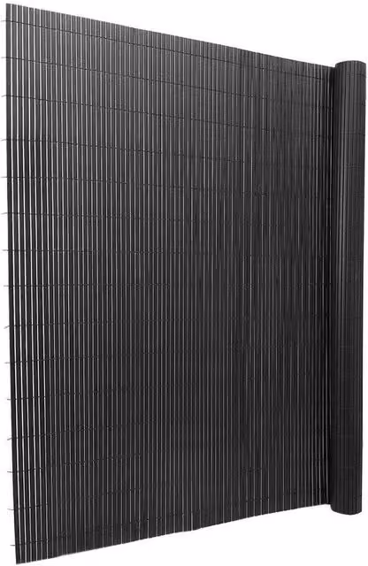 SPETLEK Dark Grey PVC Woven Bamboo Garden Privacy Fence Strip, W/H: 100 x 60 cm