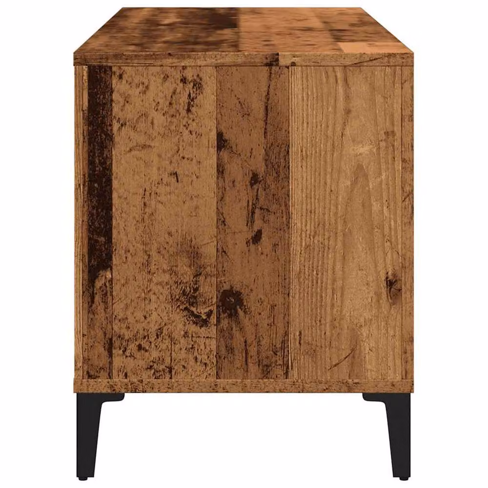 Berkfield Home Record Cabinet in Brown Old Wood, W/D/H: 100 x 38 x 48 cm – 4