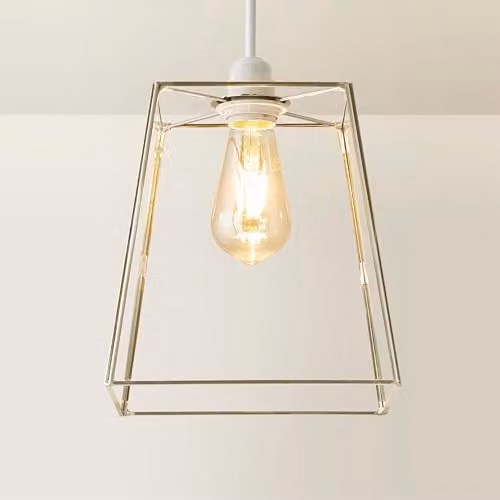 ValueLights Silver Chrome Metal and Clear Glass Lantern Easy Fit Ceiling Light Shade, Shade Width: 18 cm