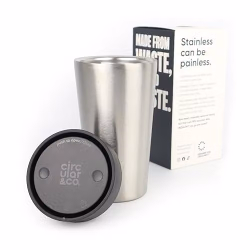 Circular & Co Stainless Steel Insulated Travel Mug with Lid, 355ml, Silver or Black – 4
