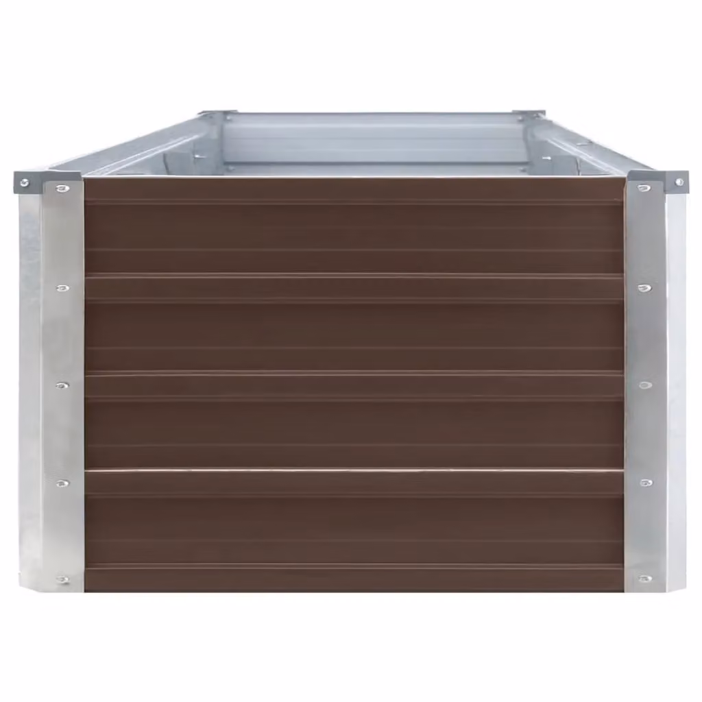 Berkfield Home Garden Brown Galvanised Steel Raised Bed, W: 320 cm, D: 40 cm, H: 45 cm – 3