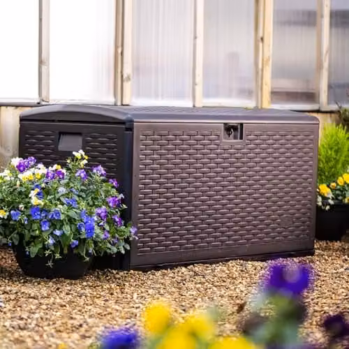 Garden Gear Brown Rattan-Effect Garden Storage Box with 276 Litre Capacity – 3