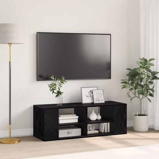 Berkfield Home Modern Wall Mounted TV Cabinet in Black Oak, W/D/H: 102 x 35 x 35 cm – 1