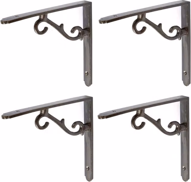 Hammer and Tongs Scroll Iron Shelf Bracket, Grey, Pack of 4, Diameter: 155 mm