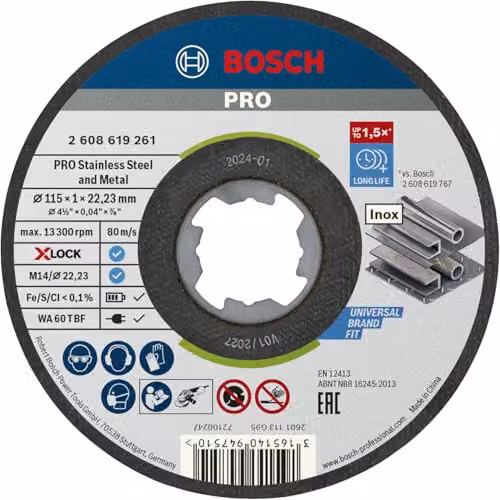Bosch Pack of 10 Black Metal Bonded Cutting Discs for Stainless Steel