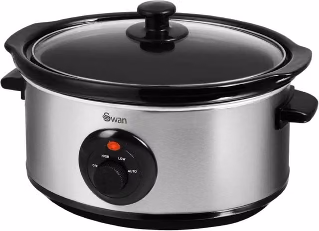 Swan 3.5 Litre Stainless Steel and Ceramic Slow Cooker in Silver