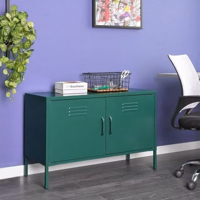 Wyld Haus Green Matt Metal Two-Door Industrial Sideboard