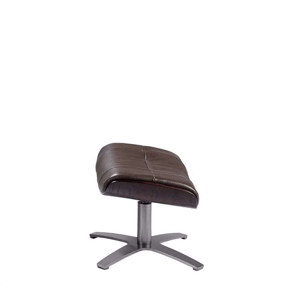 Angel Cerda Chocolate Brown Leather Ottoman with Black Metal Frame, W/D/H: 39 x 52 x 40 cm – 2