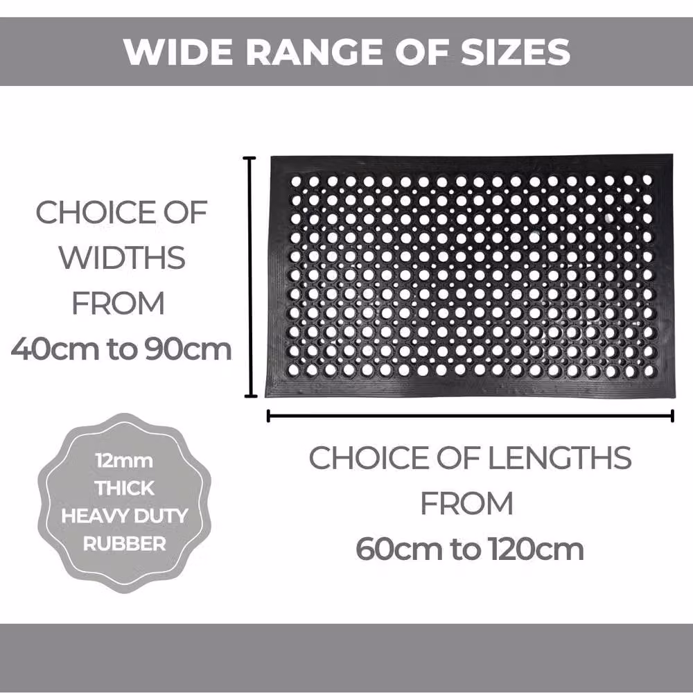 Ark Mat Heavy Duty Non-Slip Rubber Door Mat in Black, W/D: 150 x 90 cm – 3
