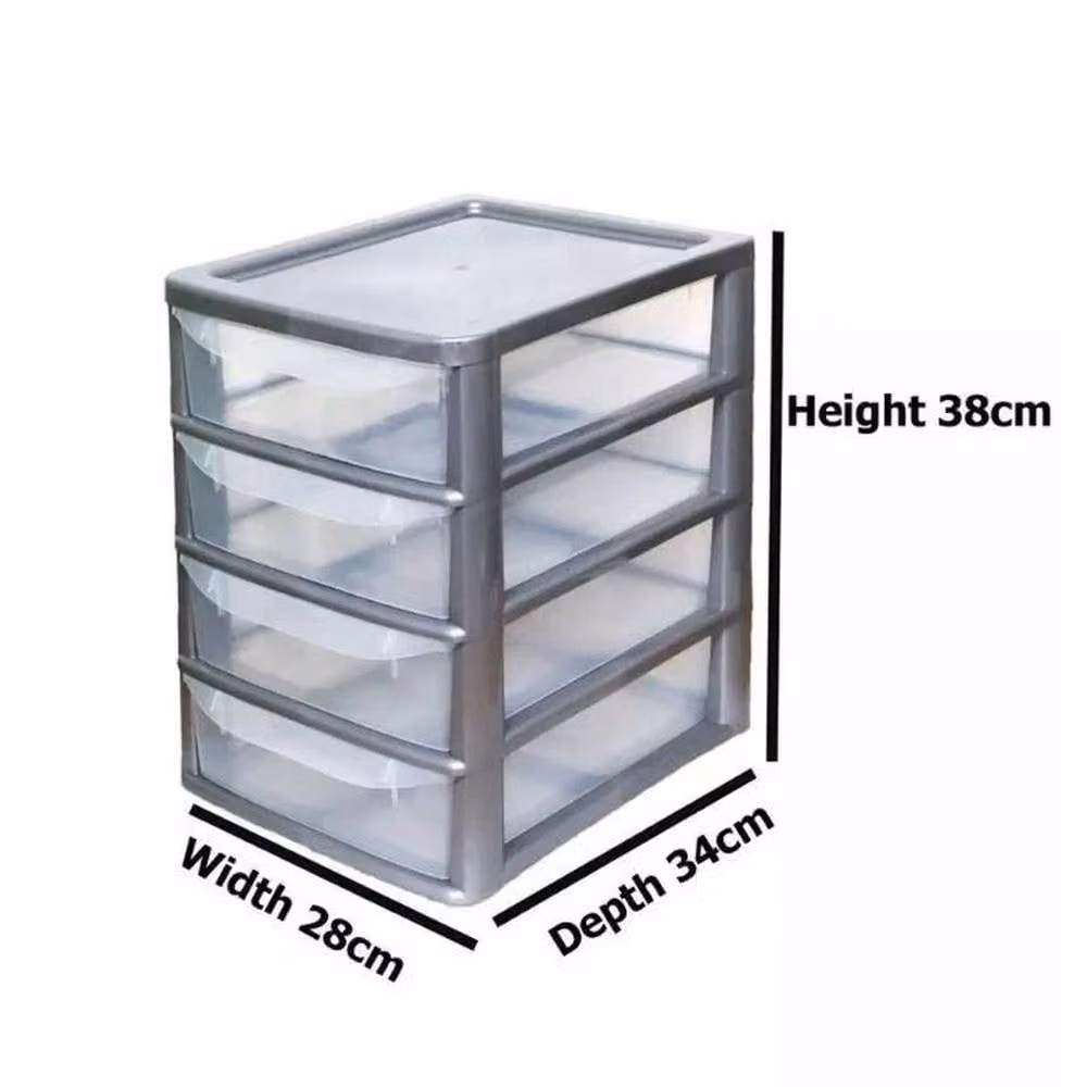 FORGEVIO A4 4 Drawer Plastic Tabletop Unit in Grey/Silver, W: 50.0 cm, D: 38.0 cm, H: 50.0 cm – 2