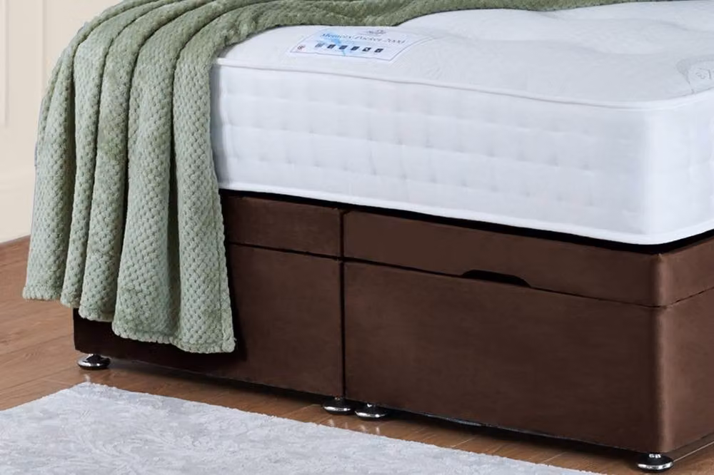 UK Bed Furniture Victoria End Lift Divan Ottoman Bed with 54 Inch Headboard, Brown Fabric, W/D/H: 180 x 200 cm – 2