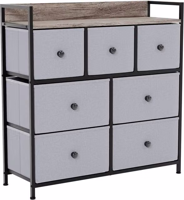Kelvenix Modern Beige and Grey Wood and Metal Chest of Drawers for Bedroom or Living Room – 1