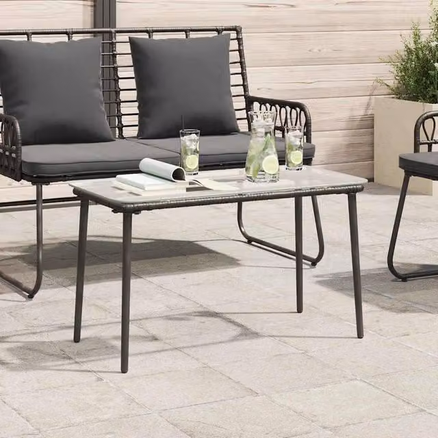 Berkfield Home Black Poly Rattan Garden Table, W/D/H: 80 x 40 x 45 cm