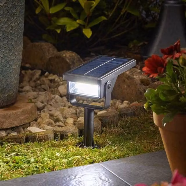 Garden Mile Modern Solar Garden Stake Spotlight in Black