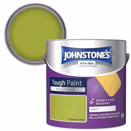 Johnstone's Washable Matt Wall and Ceiling Paint in Tropical Jungle Green, 2.5L – 2