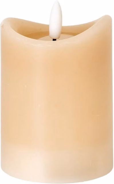 KDMD Luxe Collection Taupe Melted LED Pillar Candle with Flicker Effect