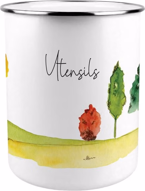 Purely Home English Landscapes Ceramic Kitchen Utensil Holder, Multicoloured and White