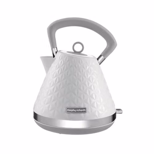 Morphy Richards Vector Pyramid Kettle, 1.5 l, White, 3 kW Rapid Boil with Anti Limescale Filter