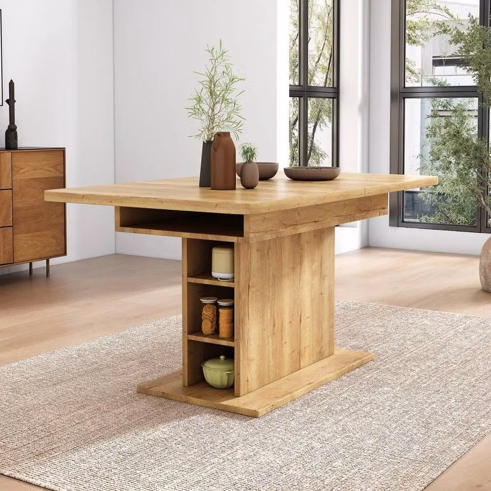 PAWNORA Extendable Rectangular Wood Dining Table in Beige, Sand or Brown – 3