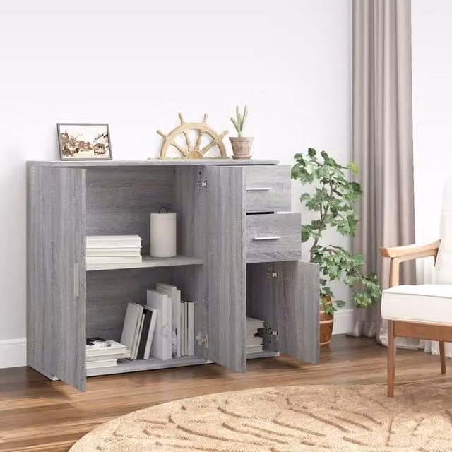 Berkfield Home Grey Sonoma Sideboard in Engineered Wood W/D/H: 91 x 29.5 x 75 cm – 1