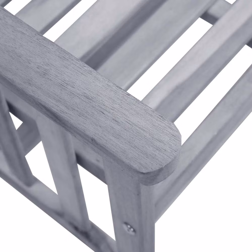 Berkfield Home Dense Garden Chairs and Tea Table Set in Grey Solid Acacia Wood, W/D/H: 159 x 61 x 92 cm – 3
