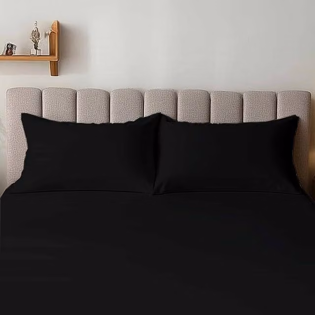 Snug City Microfibre Soft Touch Plain Dyed Housewife Pillowcase Pair in Black – 1