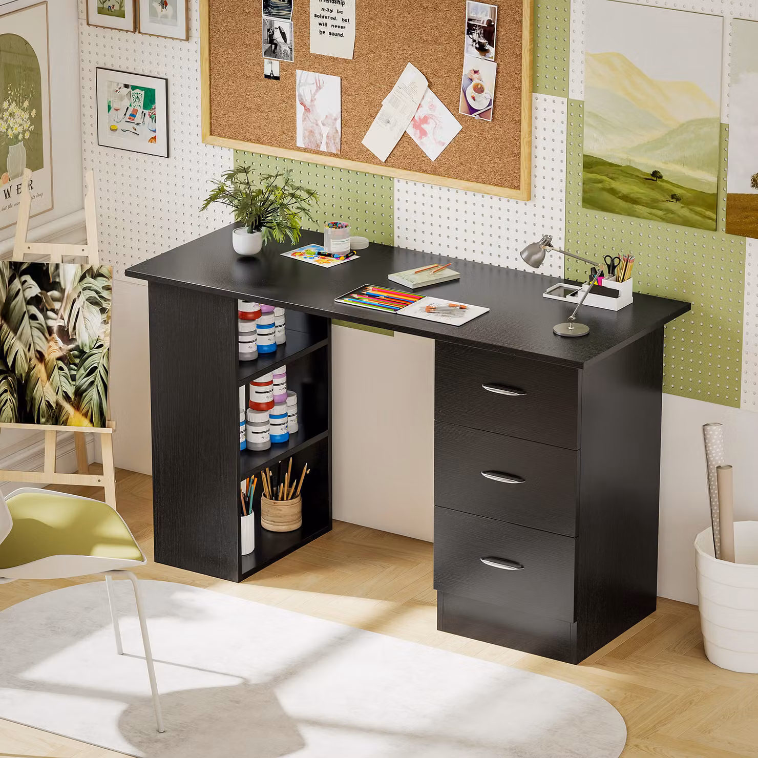 HOMCOM Black Computer Desk with 3 Storage Shelves and 3 Drawers, W/D/H: 120 x 49 x 72 cm – 8