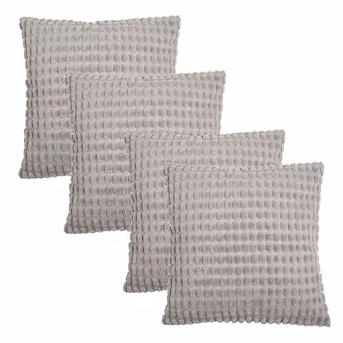 OHS Pack of 4 Bobble Textured Grey Square Cushion Covers, W/D/H: 45 x 45 x 45 cm