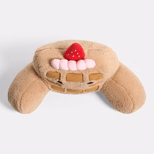 OHS Waffle Cuddle Cushion for Adults in Pink and Brown, Soft Teddy Fleece Reading Pillow, W/D/H: 85 x 46 x 49 cm – 2