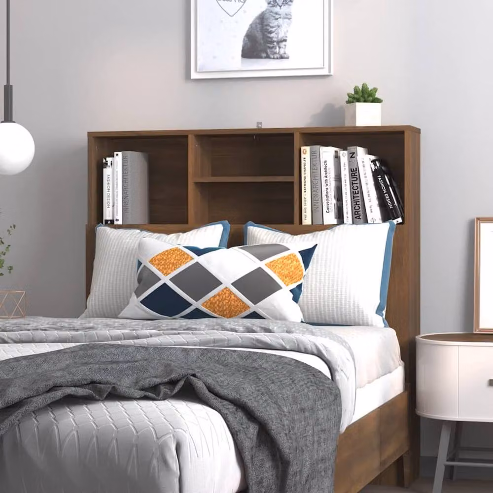 Berkfield Home Modern Wall Mount Headboard Cabinet in Brown Oak, W/D/H: 100 x 19 x 103.5 cm – 2