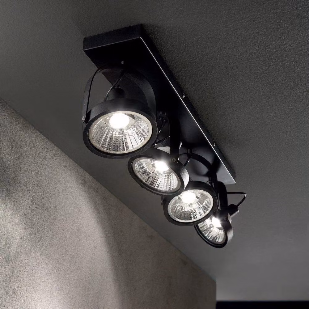 Netlighting Ideal Lux Glim 4 Light Black Ceiling Light with Transparent Glass and Adjustable LED GU10 Bulbs – 3