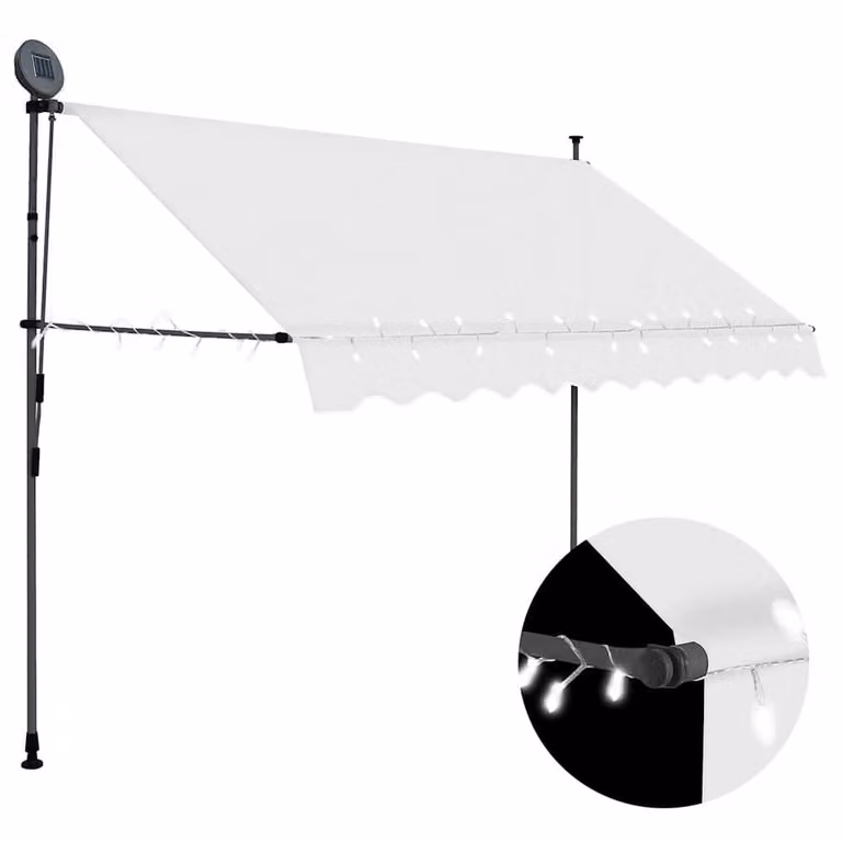 Berkfield Home Manual Retractable Awning with LED, Cream