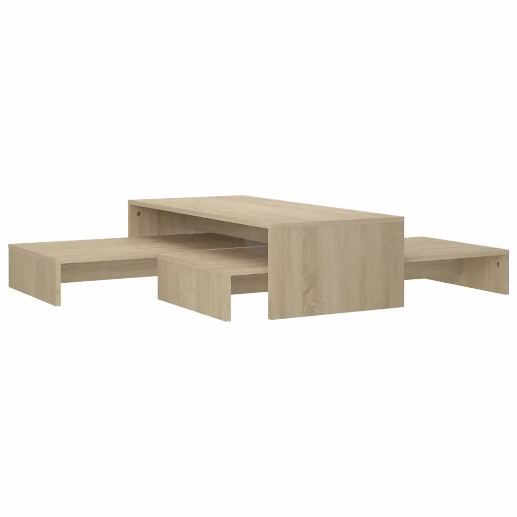 Berkfield Home Sonoma Oak Nesting Coffee Table Set in Brown, W/D/H: 100 x 100 x 26.5 cm – 2