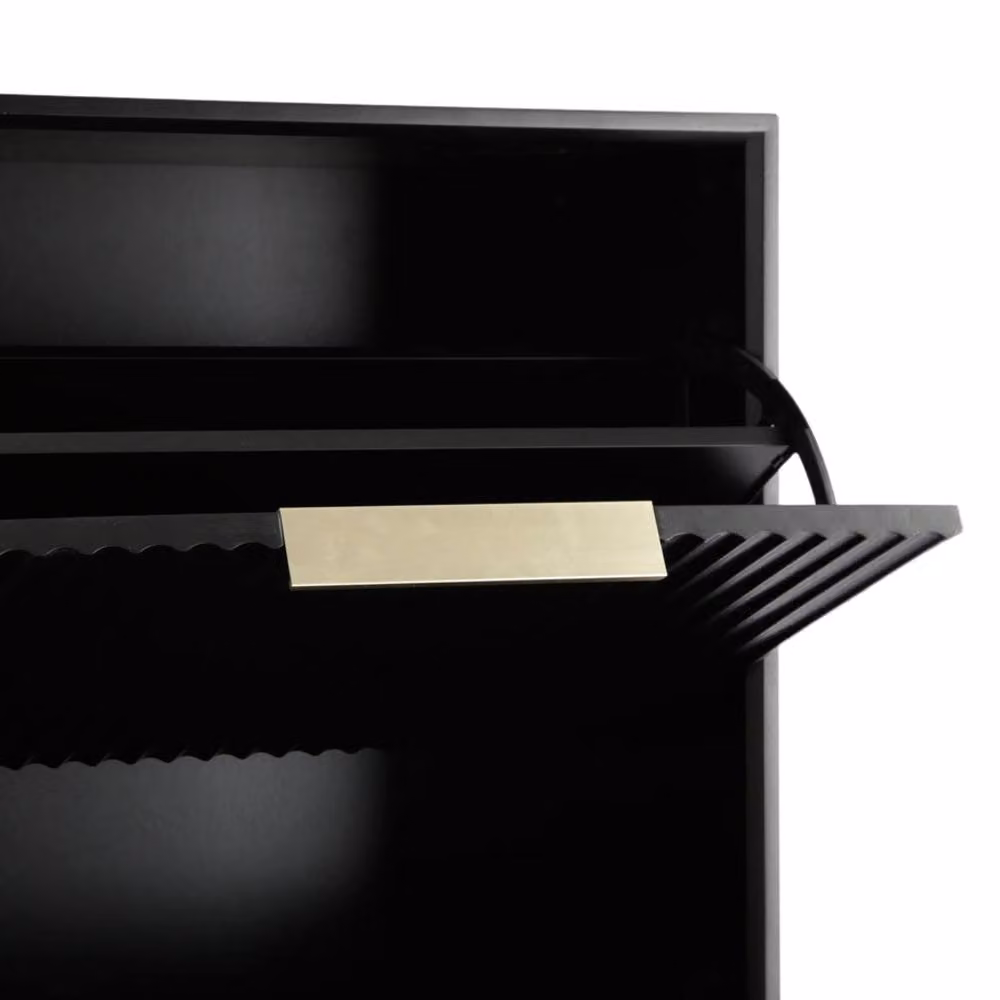 Home Garden Direct Monza Mid-Century Shoe Storage Cabinet with Fluted Doors in Black – 7