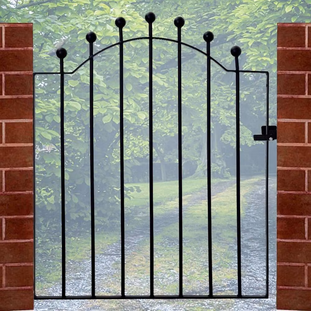 KORVIXA Black Wrought Iron Metal Single Swing Garden Gate – 2