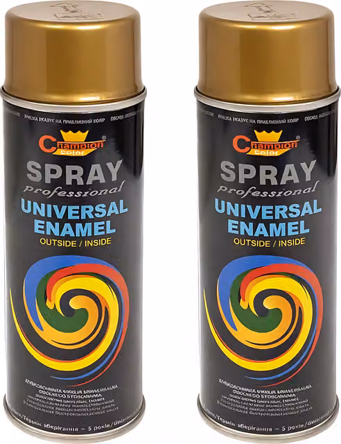 Sola 2 x 400 mL Gold Universal High Gloss Enamel Spray Paint, Quick Drying and Opaque