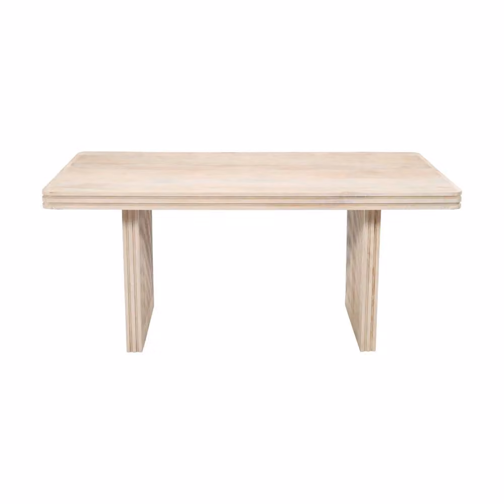 Wyld Haus Arizona Mango Wood Rectangular Dining Table in Brown with Matt Finish and Fluted Panel Legs – 3