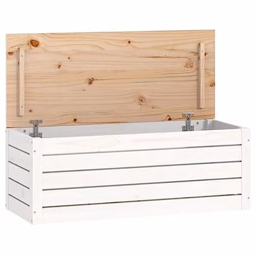 vidaXL White Lacquered Pine Wood Storage Box W/D/H: 89 x 36.5 x 33 cm