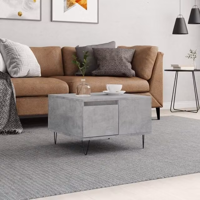 Berkfield Home Modern Square Coffee Table in Concrete Grey, W/D/H: 55 x 55 x 36.5 cm – 1