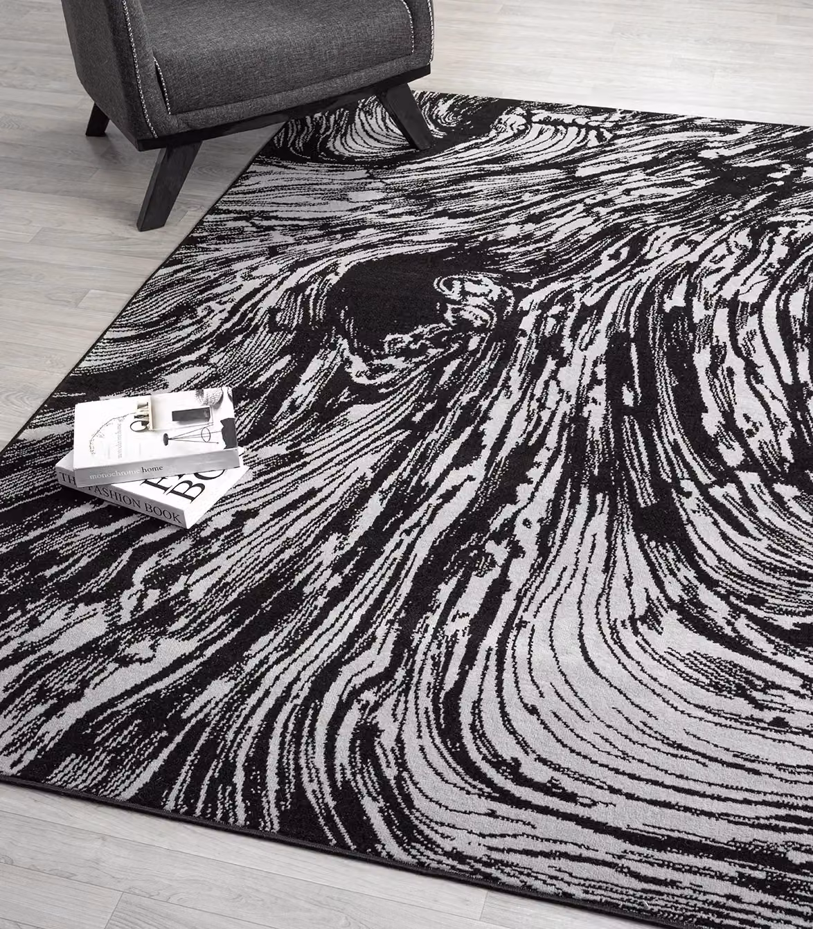 Desire Rugs Obsidian Modern Low Pile Grey Abstract Area Rug W: 200 cm, D: 290 cm – 3