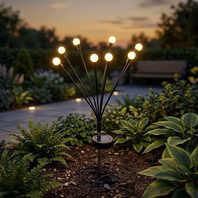 Garden Greatness Lunaria Spikes Solar Stake Lights in Black with Multicolour RGB Effect – 1