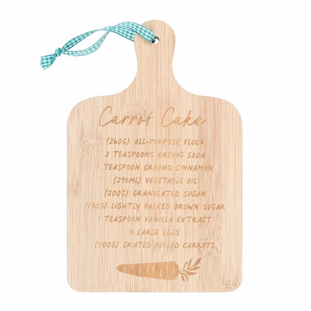 Uniqueful Carrot Cake Recipe Bamboo Serving Board in Beige, 15 cm – 2