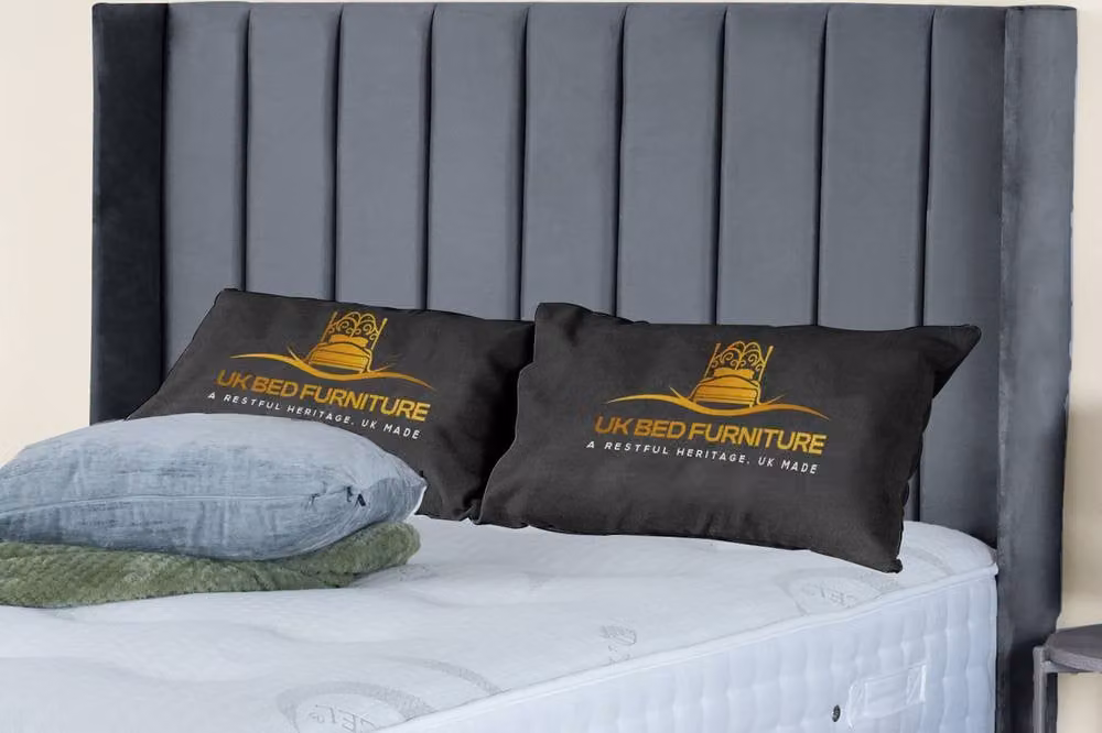 UK Bed Furniture Victoria End Lift Divan Ottoman Bed with 54 Inch Headboard in Grey Fabric, W/D: 120 x 200 cm – 2