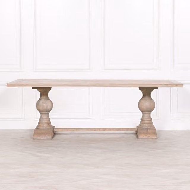 Glasstone Rustic Rectangular Wooden Dining Table, Brown, W: 240 cm, D: 100 cm, H: 79.5 cm – 1
