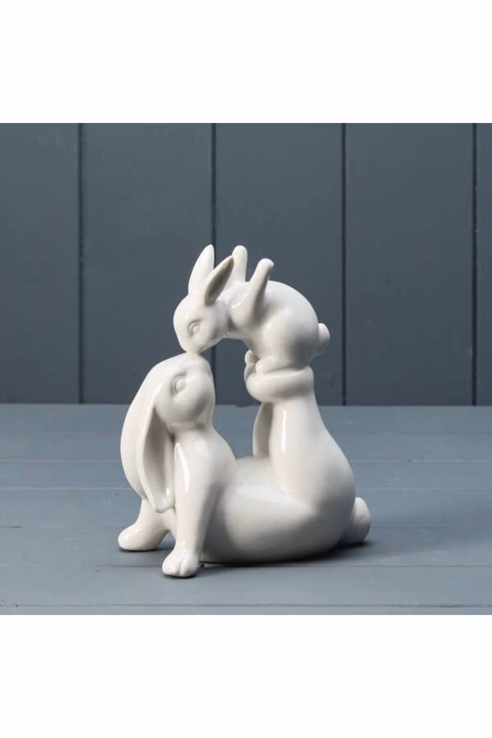 KDMD White Ceramic Love You Rabbits Tabletop Decoration – 2