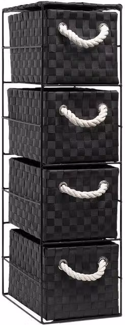 Arpan 4-Drawer Storage Unit in Black, W/D/H: 18 x 25 x 65 cm – 1