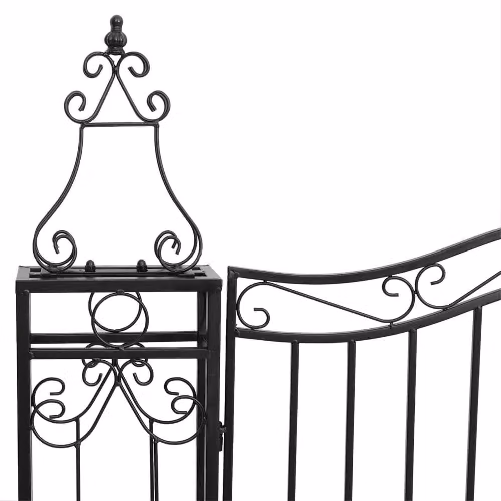 Berkfield Home Elegant Black Wrought Iron Garden Gate, W/D/H: 121 x 8 x 120 cm – 4