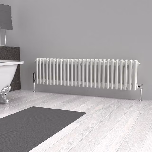 Lux Heat Horizontal 2 Column Steel Radiator in White, W/H: 119 x 30 cm