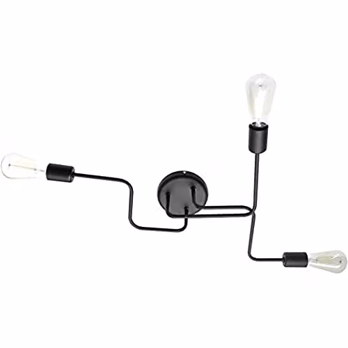Netlighting Helam Tube Multi Arm Semi Flush Ceiling Light in Black, 66 cm
