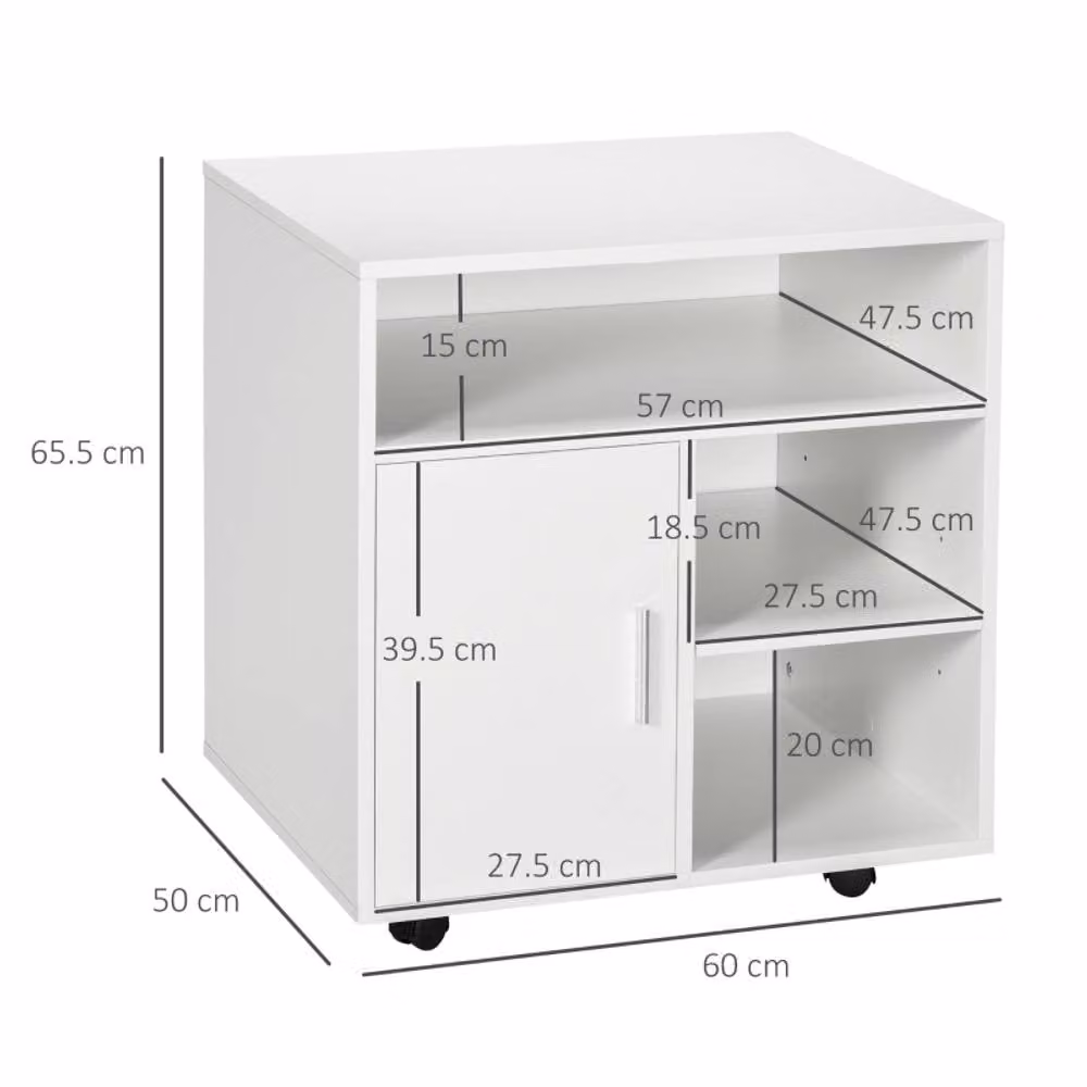STILVORA Office Storage Unit with Wheels in White – 3
